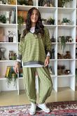 The Sunday Morning Stripe Twist Pant Pear Khaki